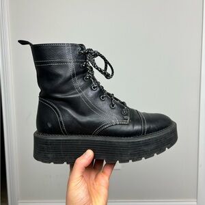 Black combat lace up boots